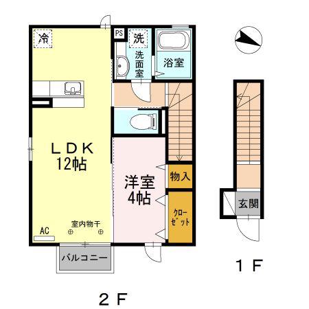 ラ・フォレスタ(1LDK/2階)の間取り写真