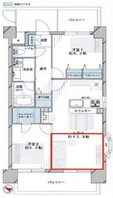 ベルジェ新小岩(2LDK/7階)の間取り写真
