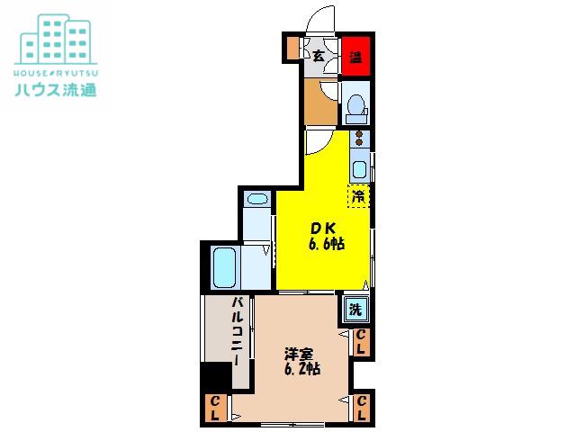 クオーレ賑町(1DK/7階)の間取り写真