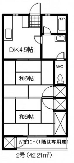 佐々木ハイツ(2DK/1階)の間取り写真