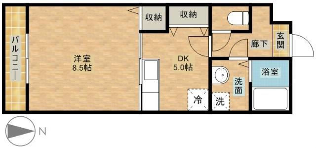 オリーブ住吉(1DK/3階)の間取り写真