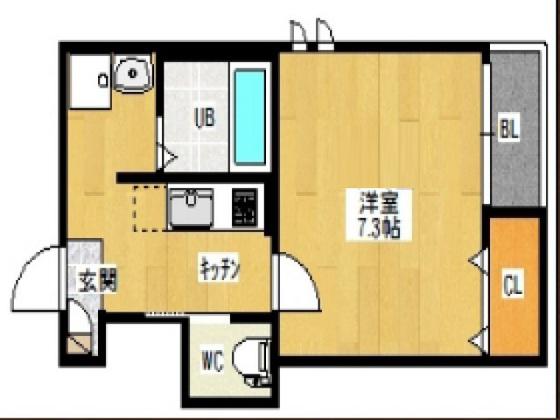 GRANDTIC HINATA(1K/1階)の間取り写真