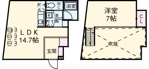 QUARTIER LATIN SANGENCHAYAカルティエラタン(1LDK/1階)の間取り写真