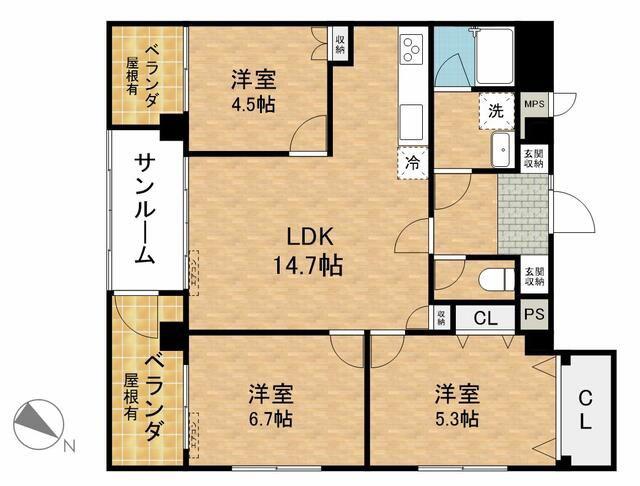 ヤングマンション(3LDK/3階)の間取り写真