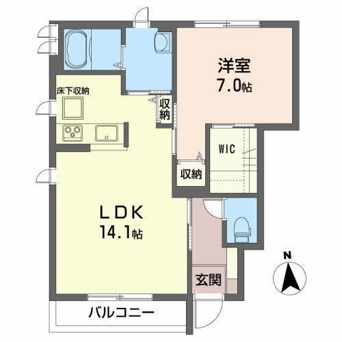 シャーメゾン津志田(1LDK/1階)の間取り写真