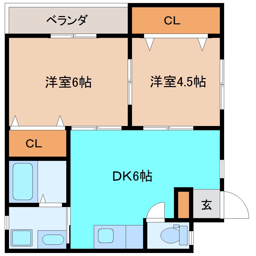 原田マンション(2DK/2階)の間取り写真