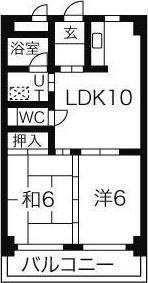 ニューユウチク(2LDK/7階)の間取り写真