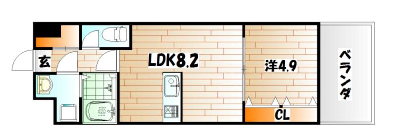 ビクトワール歯大前(1LDK/2階)の間取り写真