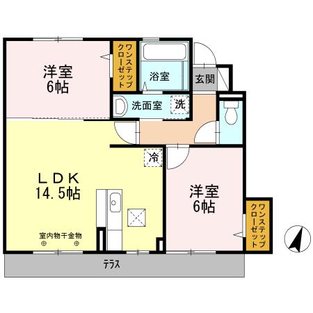 プリオM(2LDK/1階)の間取り写真