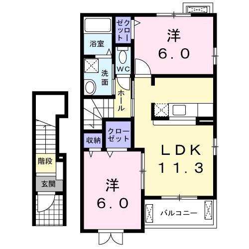 エトワール・フィラントA(2LDK/2階)の間取り写真