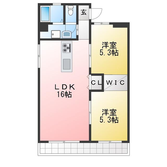 グリーンハイツ(2LDK/2階)の間取り写真