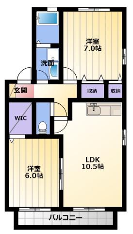 アイセイハイツII(2LDK/1階)の間取り写真