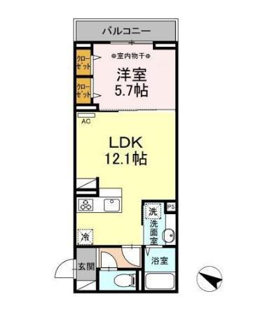 セレスティア北烏山(1LDK/3階)の間取り写真