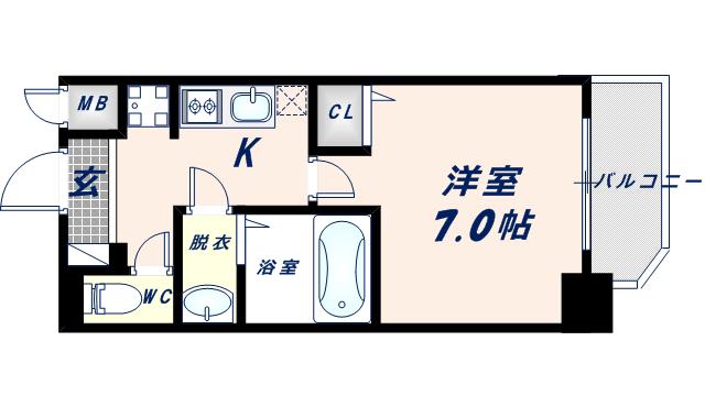 グランパシフィック新今里II(1K/4階)の間取り写真