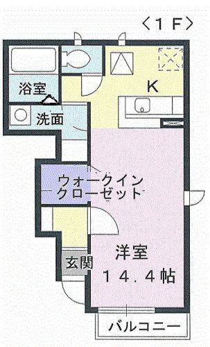 ポム・ド・テールC(ワンルーム/1階)の間取り写真