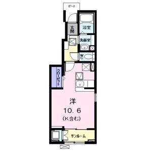 ルミエール明野(ワンルーム/1階)の間取り写真