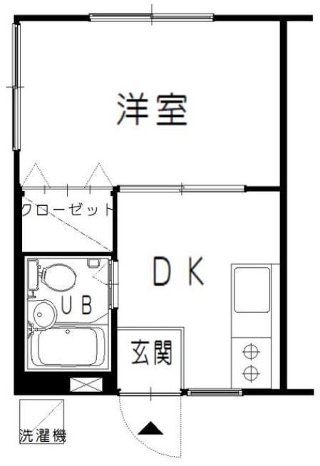 スカイハイツII(1DK/1階)の間取り写真