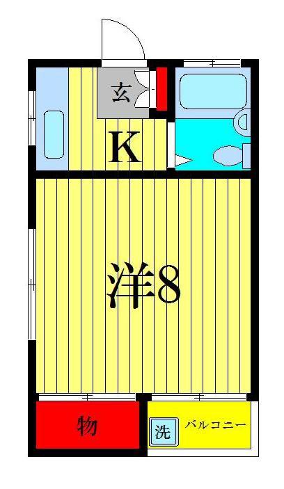 ユウハイム(1K/1階)の間取り写真