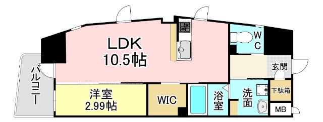 ラフィーネ上葛原(1LDK/6階)の間取り写真