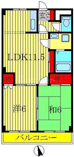 サンフィット渋谷(2LDK/2階)の間取り写真