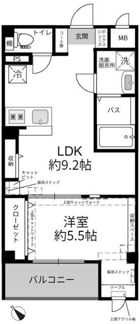 キャッツベル秋山(1LDK/4階)の間取り写真