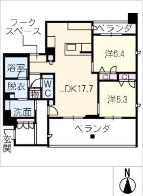 ウノディローロ(2LDK/3階)の間取り写真