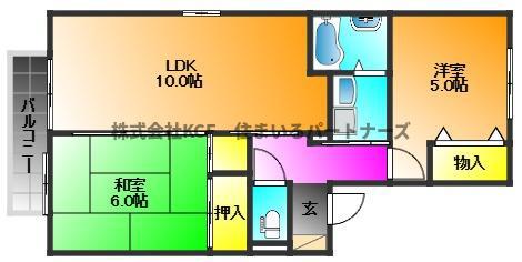 グリーンパーク大善寺II(2LDK/2階)の間取り写真