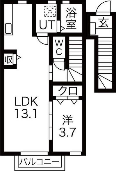 BROOKLYN(1LDK/2階)の間取り写真