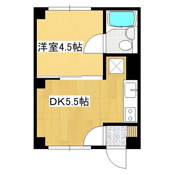 ハピネスハイツ(1DK/1階)の間取り写真