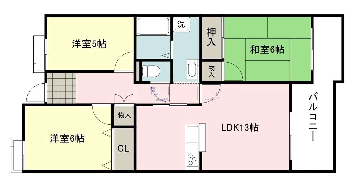 TフリーデンハイムII(3LDK/4階)の間取り写真