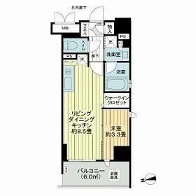 ソルティア藤沢鵠沼(1LDK/8階)の間取り写真