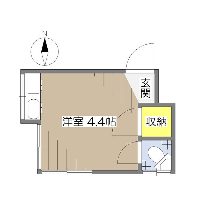 みどり荘(ワンルーム/2階)の間取り写真