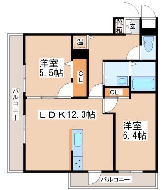 シャーメゾン垂水(2LDK/3階)の間取り写真