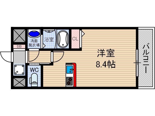 ロイス南茨木(ワンルーム/5階)の間取り写真
