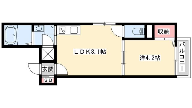 エフ アセシア イリア(1LDK/1階)の間取り写真