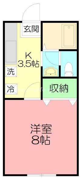 プレアデス石田(1K/1階)の間取り写真