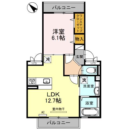 アオーラ ヌエボ II(2LDK/2階)の間取り写真