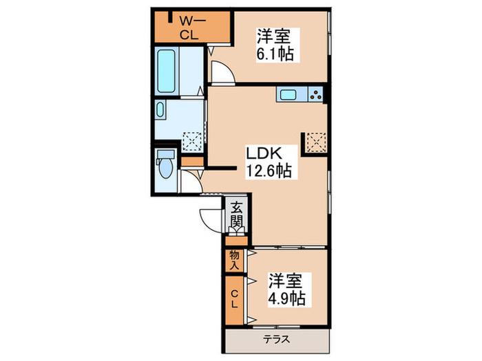 地下鉄谷町線 八尾南駅 徒歩13分 3階建 築4年(2LDK/1階)の間取り写真