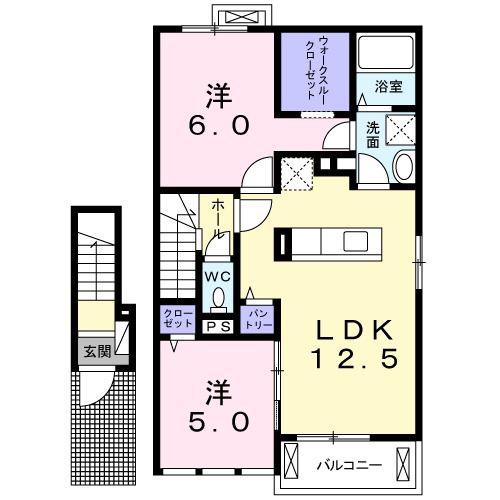 LUMIERE(2LDK/2階)の間取り写真