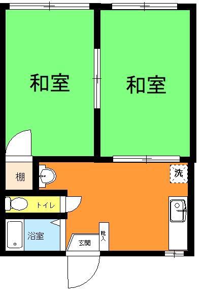 起コーポ(2DK/2階)の間取り写真