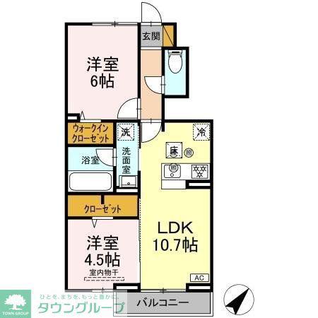東武野田線 増尾駅 徒歩3分 2階建 新築(2LDK/1階)の間取り写真