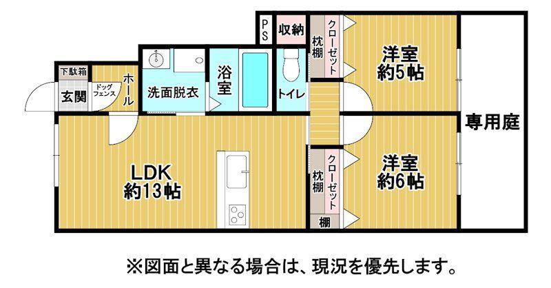 アニマール石坪(2LDK/1階)の間取り写真