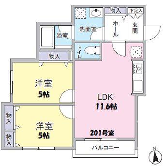 JUKIASU(2LDK/2階)の間取り写真
