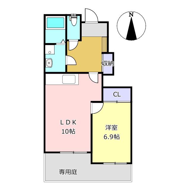 サンパステル(1LDK/1階)の間取り写真