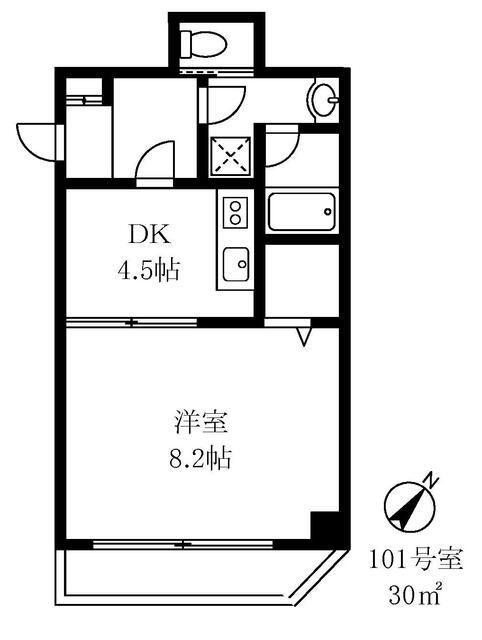 大裕ビル(1K/1階)の間取り写真