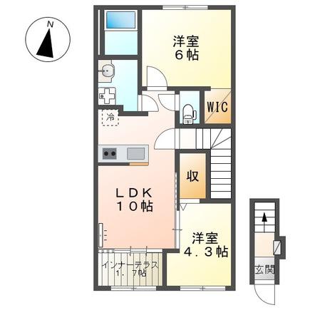 CRARITY(2LDK/2階)の間取り写真