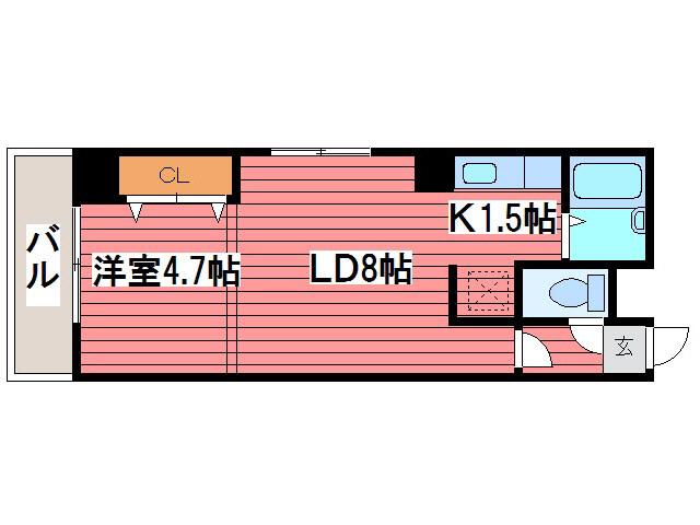 コトン月寒中央(1LDK/8階)の間取り写真