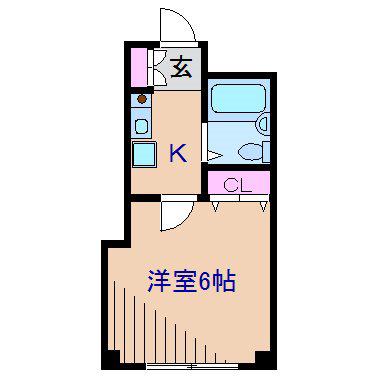 ロベリア六番館(1K/2階)の間取り写真