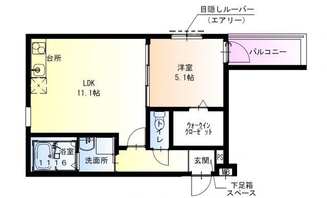 フジパレス堺大浜公園II番館(1LDK/2階)の間取り写真