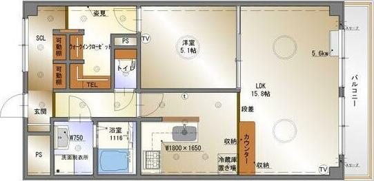 グランドール横前(1LDK/2階)の間取り写真